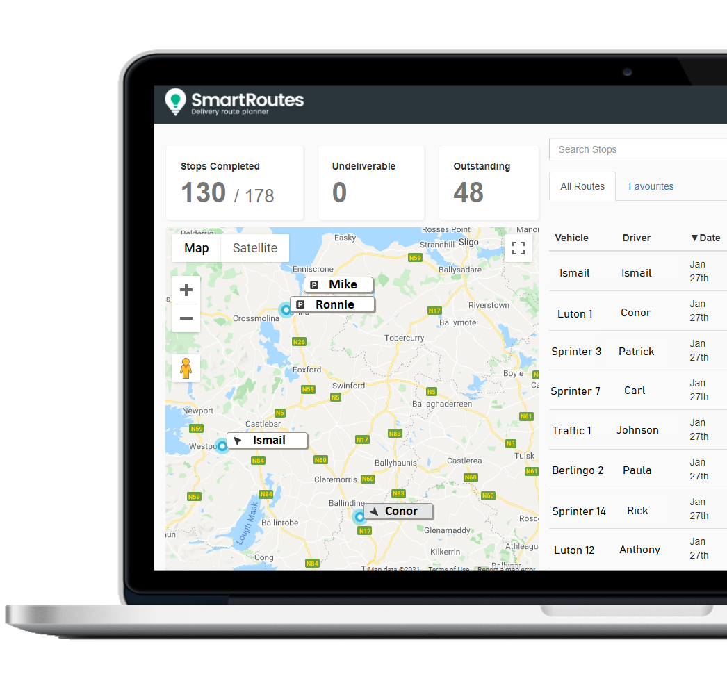 Live Vehicle Tracking SmartRoutes